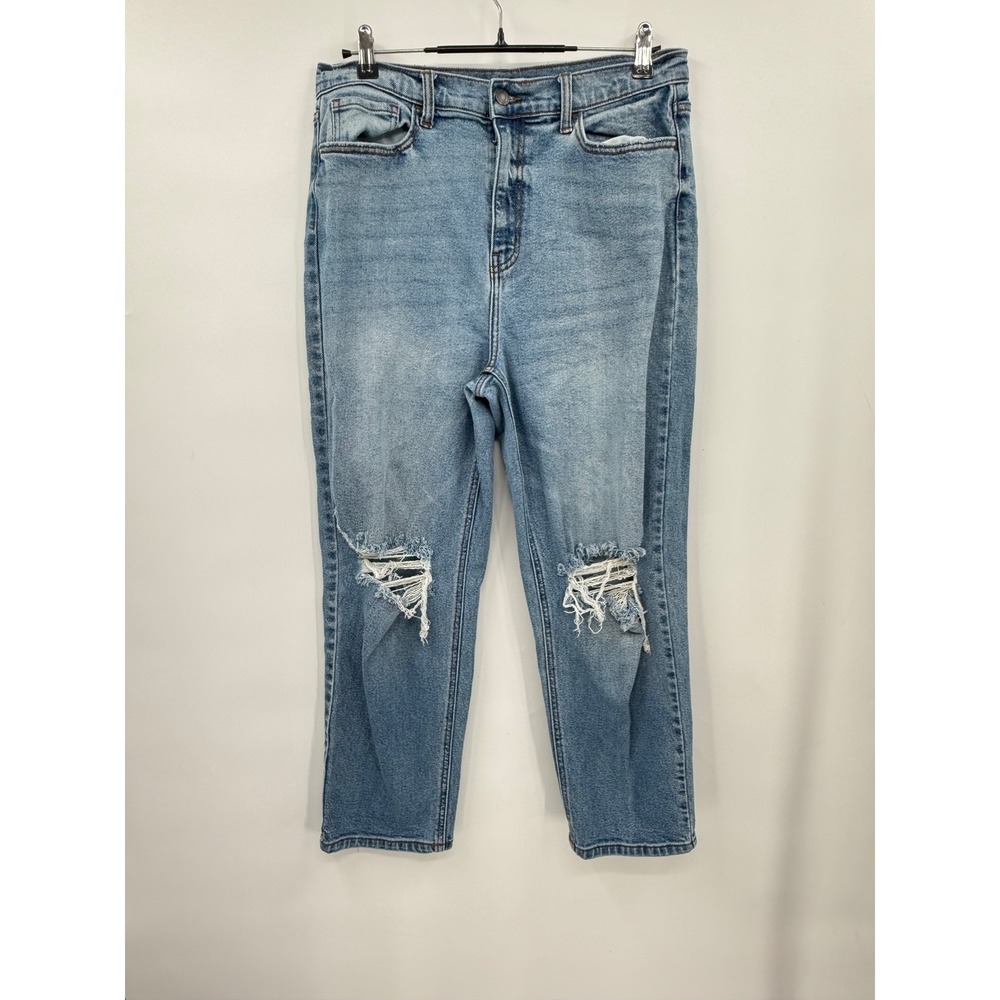 Cello 15/32 Mom Jeans Womens Light Blue Distressed High Rise Ripped WV19012M-MD